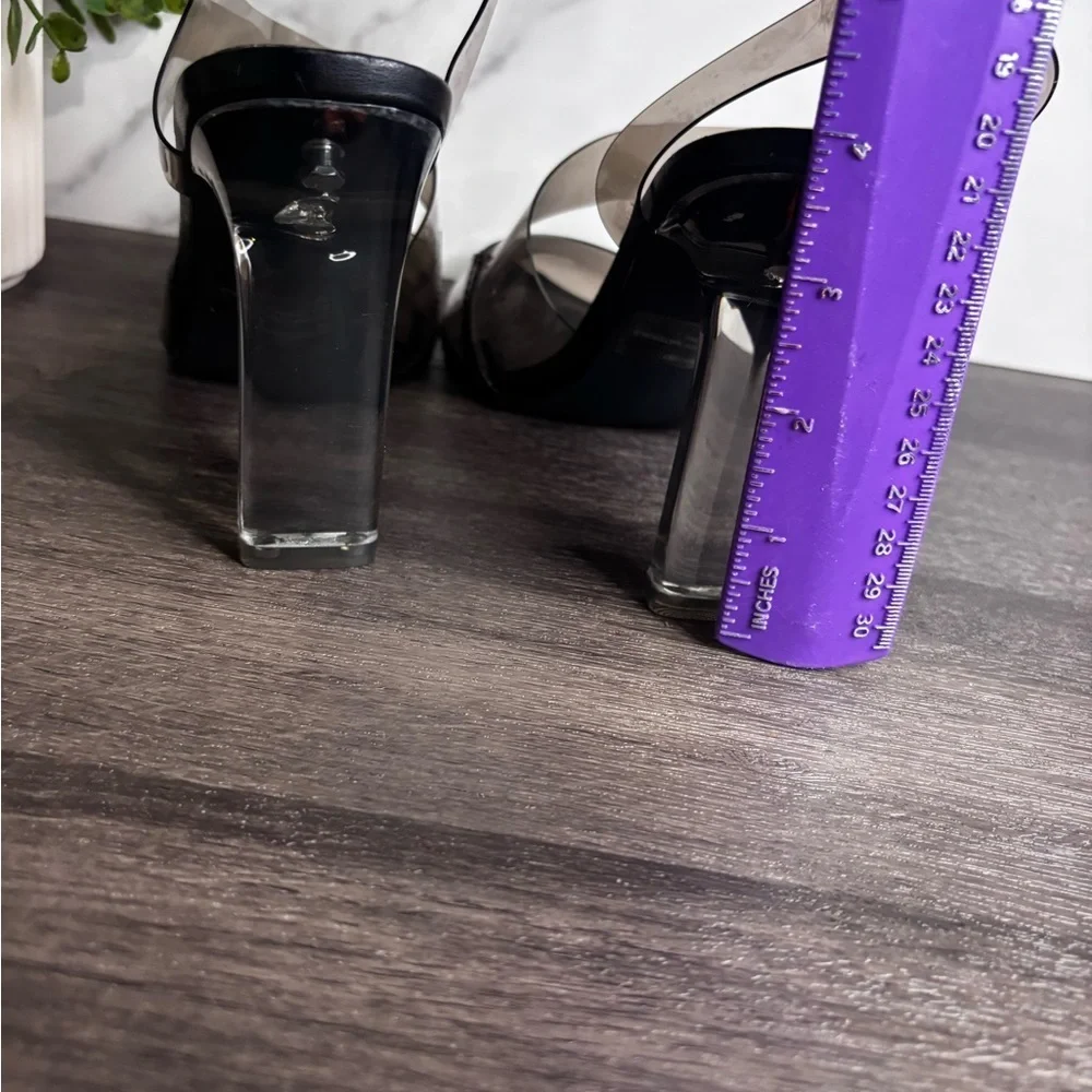 Steve Madden Black and Clear Heels